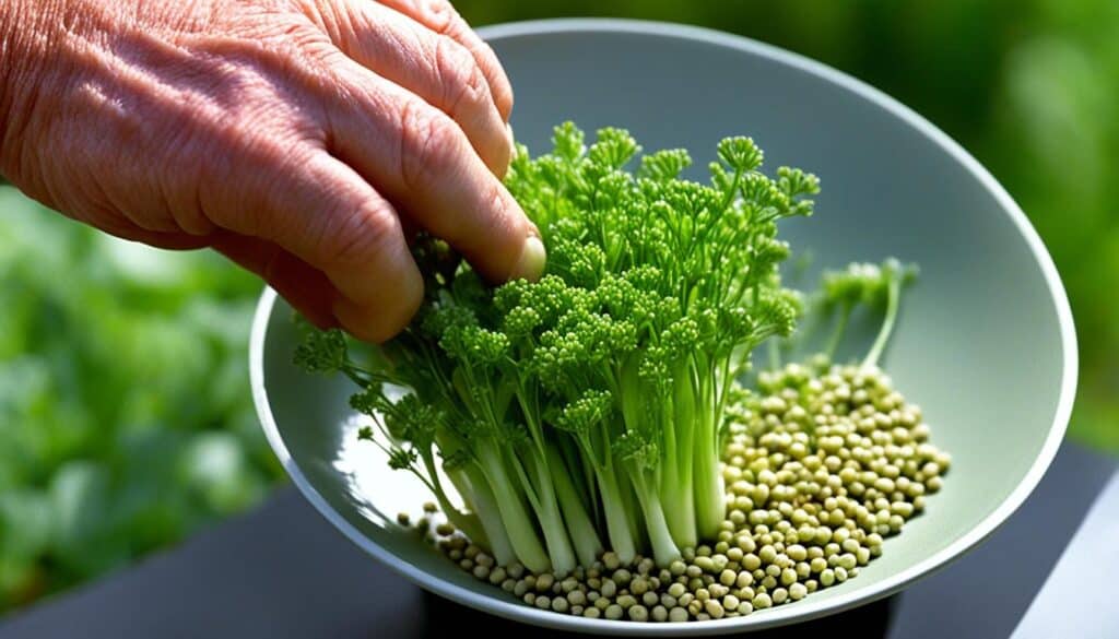 harvesting celery seed heads