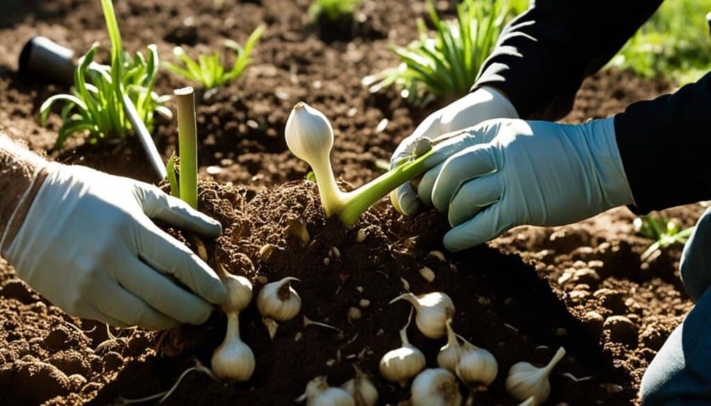 harvesting garlic