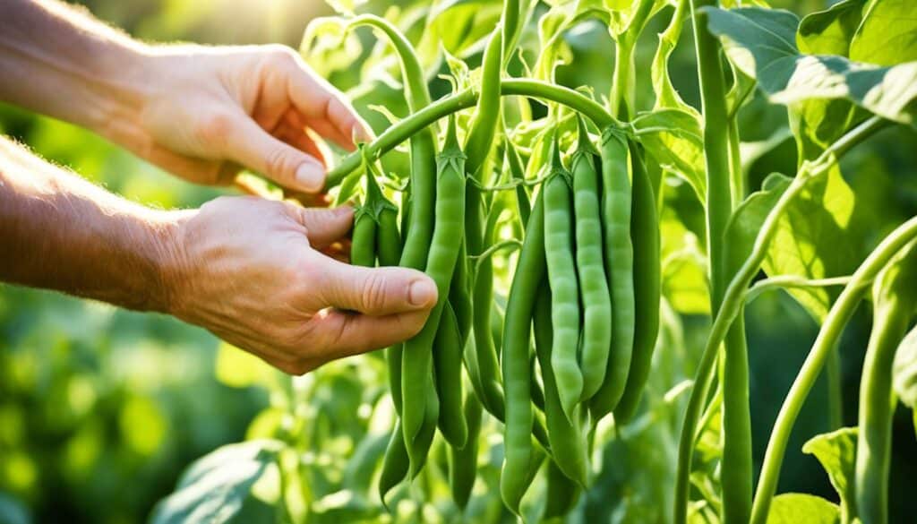 harvesting green beans