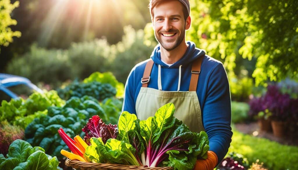 harvesting rainbow chard