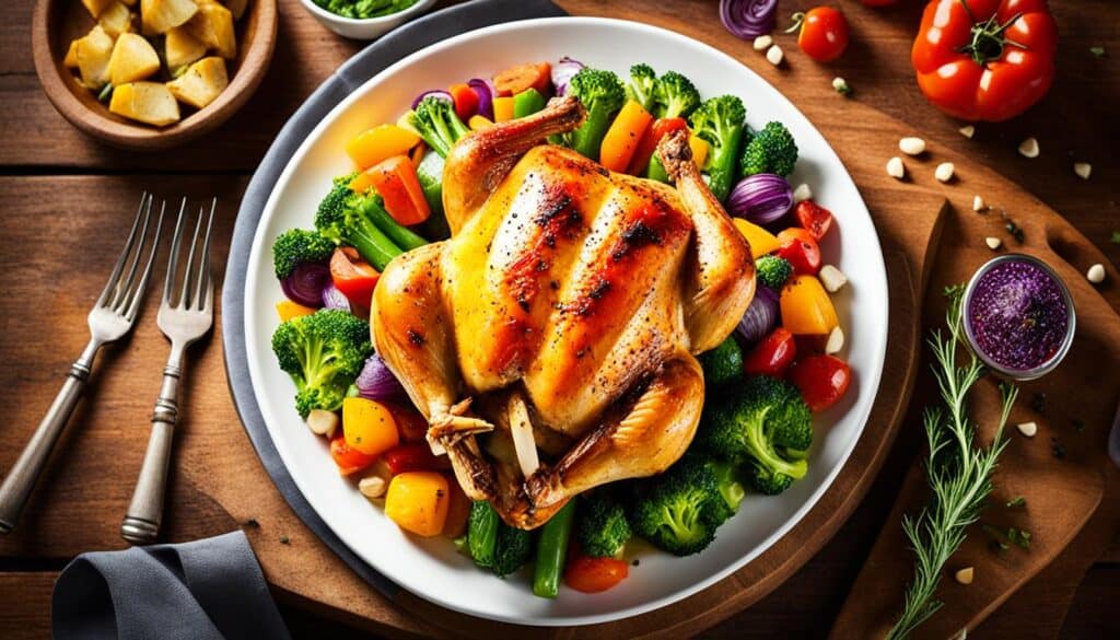 healthy roast chicken and vegetables