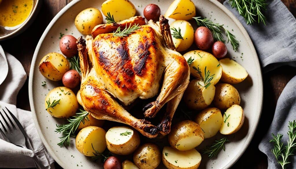 herb-roasted chicken and potatoes