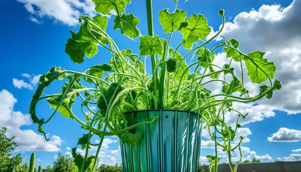 luffa gourd in container