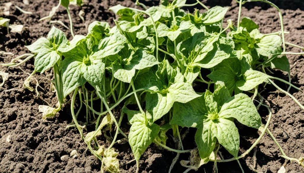 nutrient-deficient cucumber plants