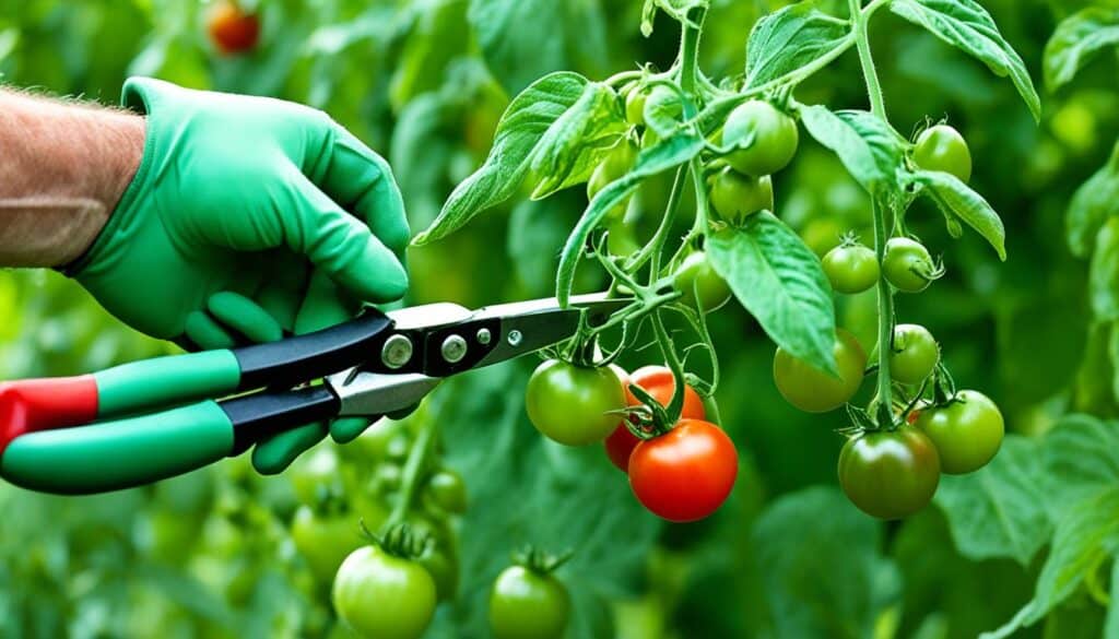 pruning heirloom tomatoes