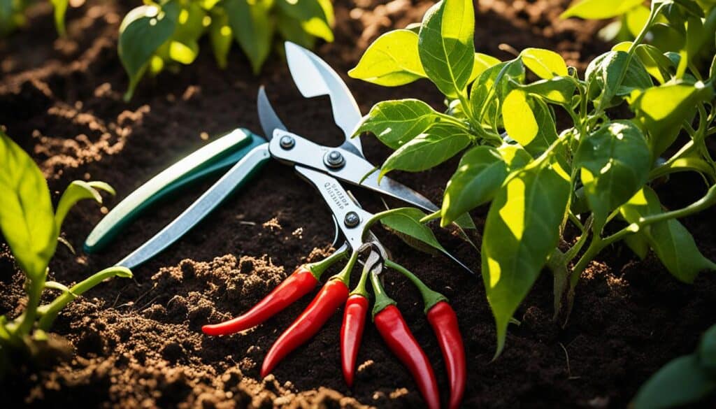 pruning pepper plants