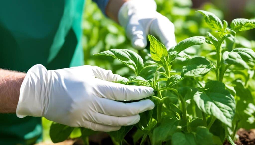 pruning potato plants