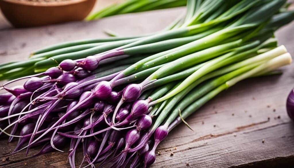 purple spring onions