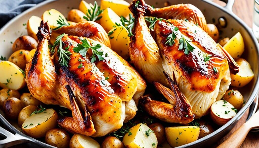 roasted chicken and potatoes