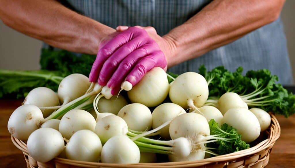 selecting and preparing turnips