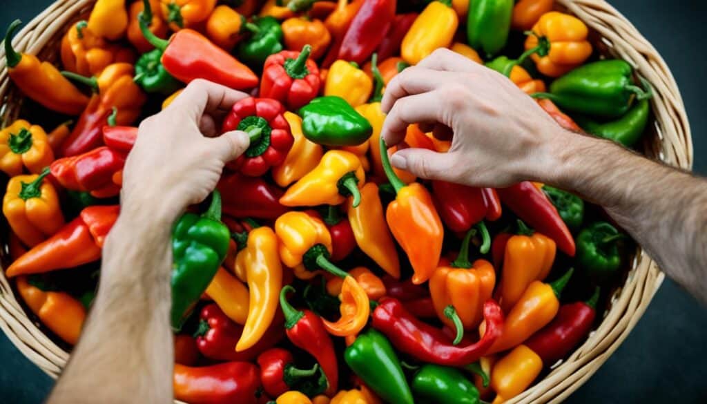 selecting fresh habanero peppers