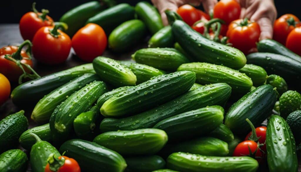 selecting fresh mini cucumbers