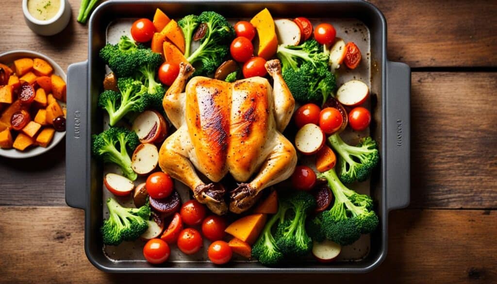 sheet pan roast chicken and vegetables