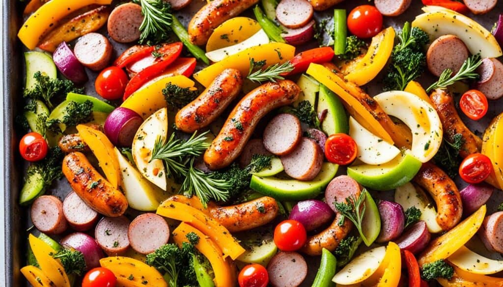 sheet pan roasted sausage and vegetables