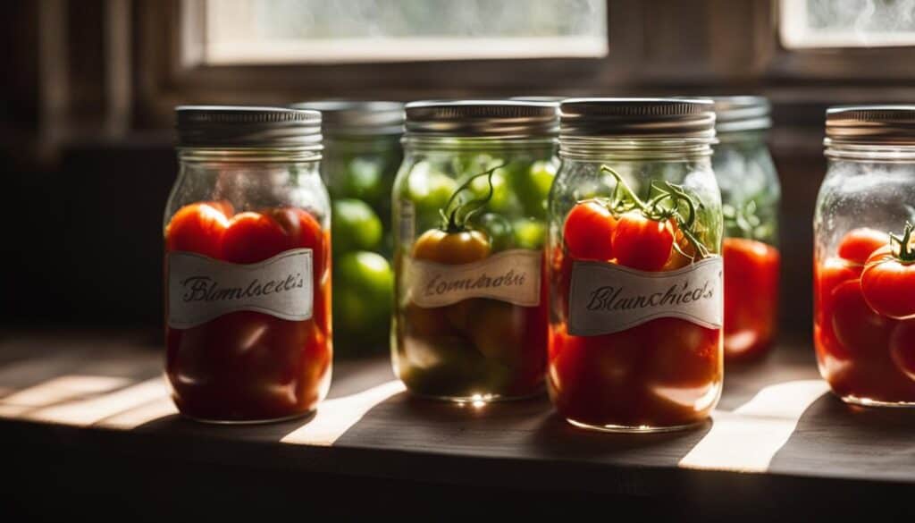 storing blanched tomatoes