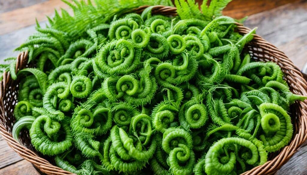 storing fiddlehead ferns