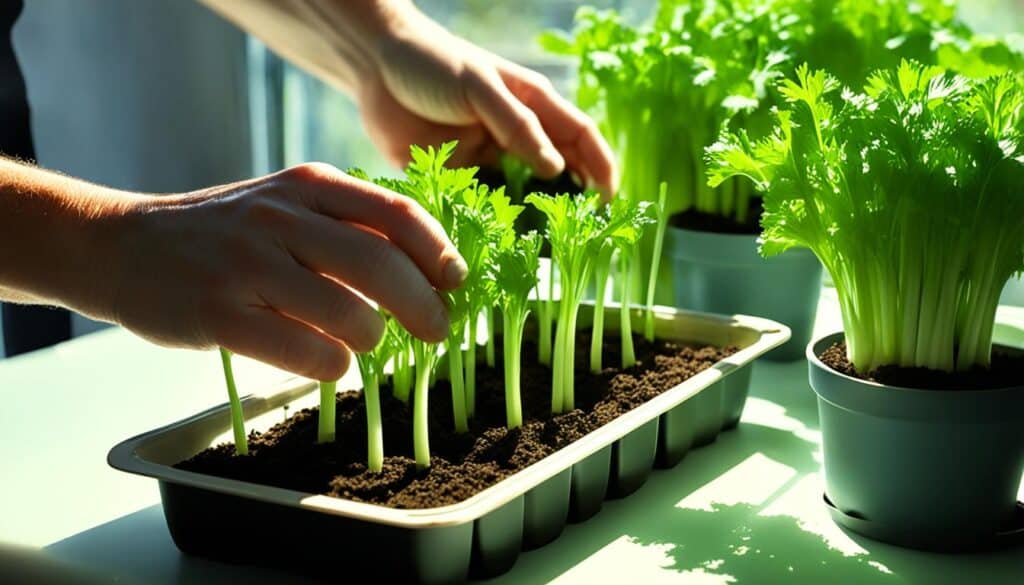 transplanting celery seedlings