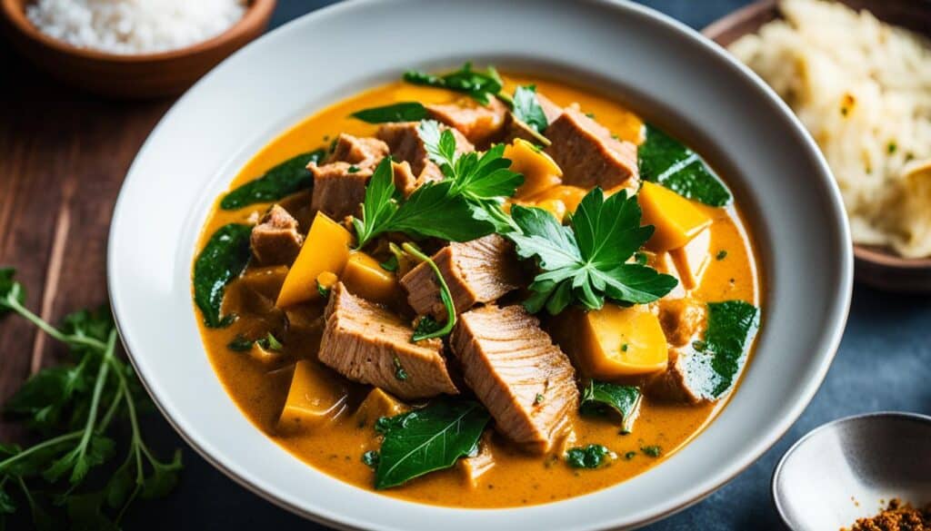 Chinese leaves and pork curry stew