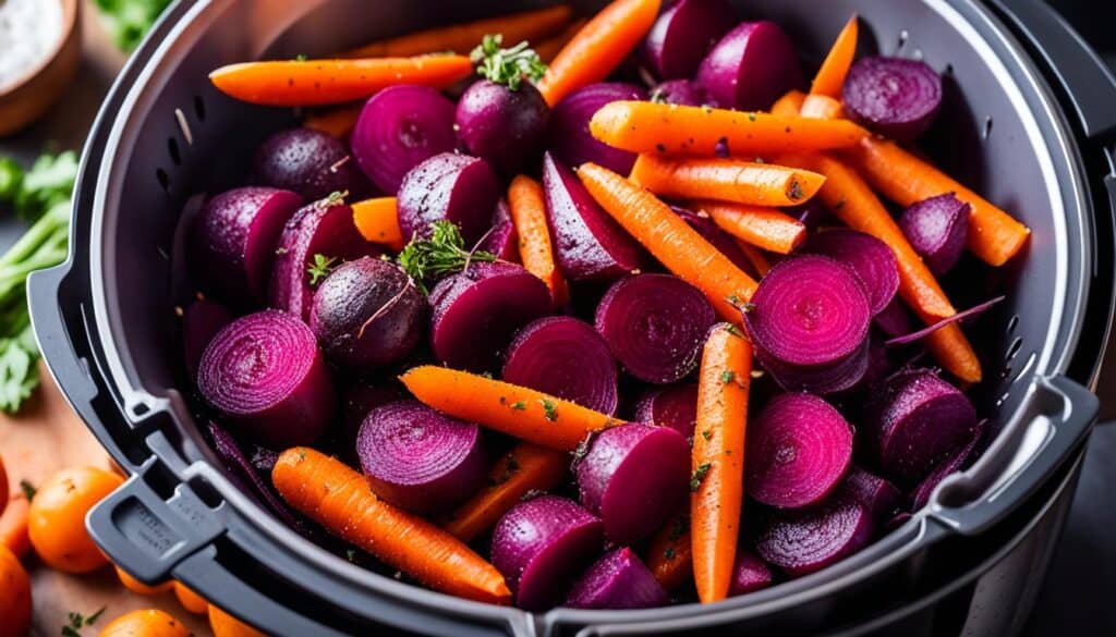 Crispy Air Fryer Beets and Carrots