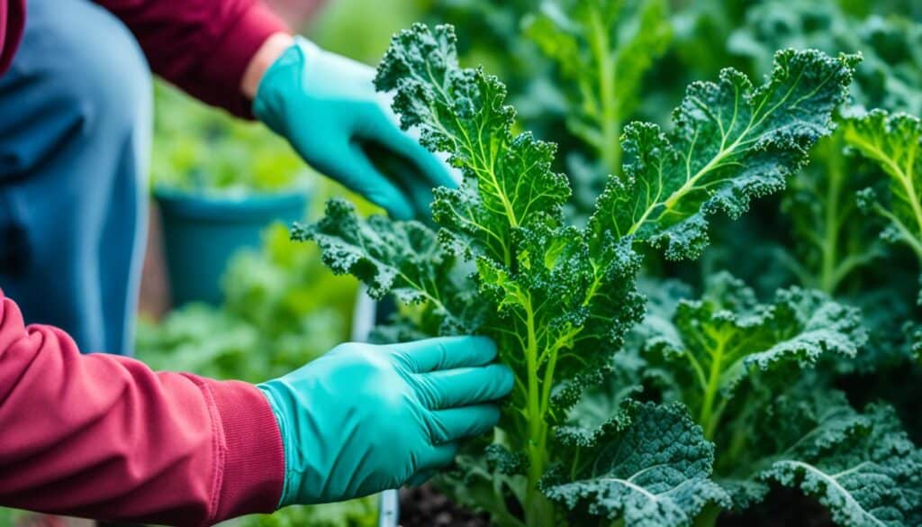 Harvesting Red Russian Kale