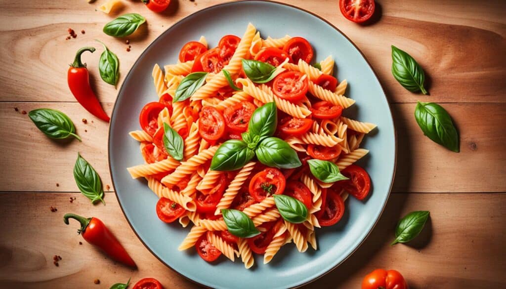 Red Capsicum, Tomato, and Basil Pasta