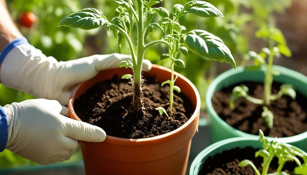 Tomato seedling transplanting