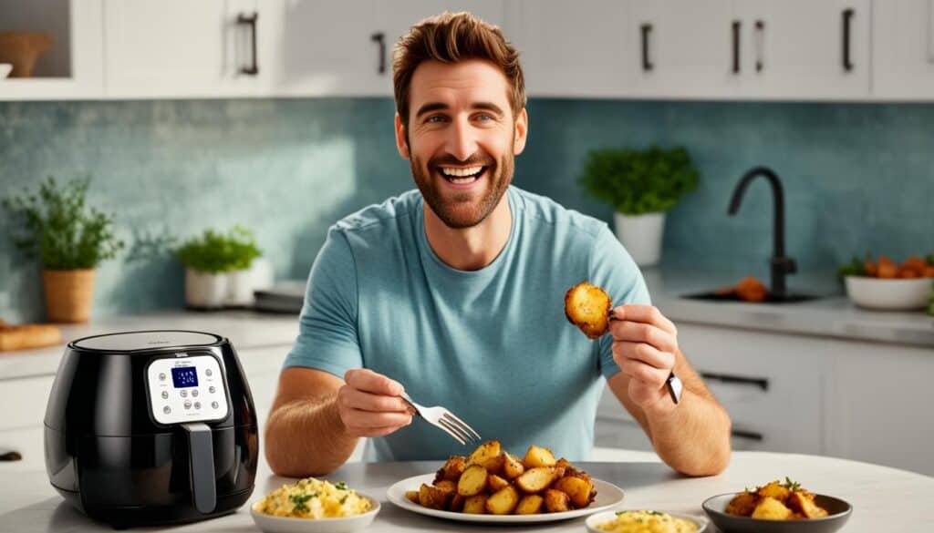 enjoying air fryer frozen roast potatoes