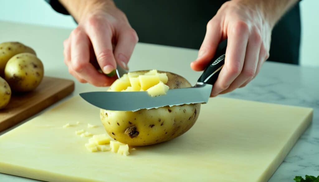 peeling potatoes