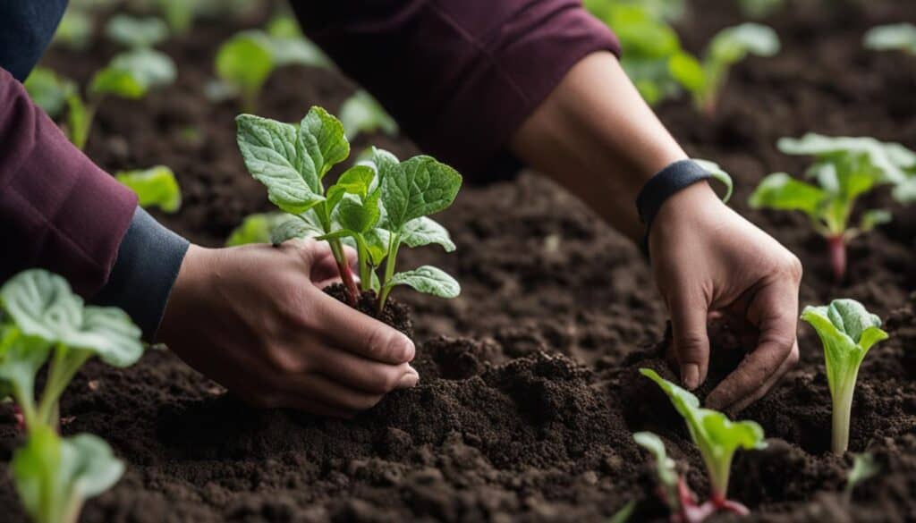 planting rhubarb seedlings