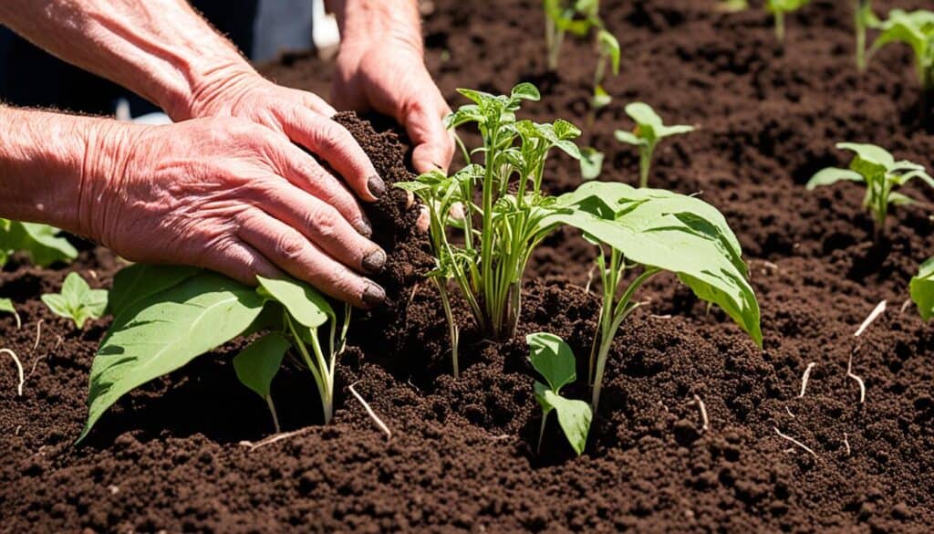 planting sweet potato slips