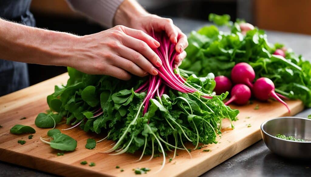 preparing radish greens