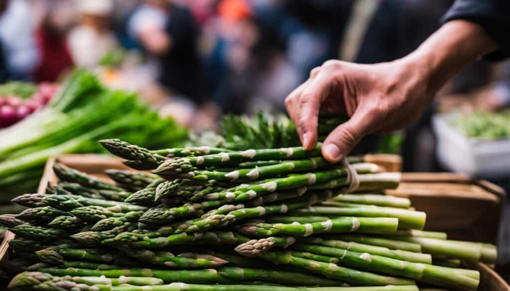 selecting fresh asparagus