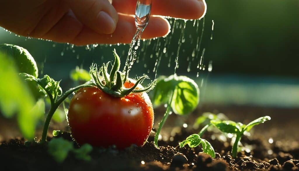 watering tomato plants